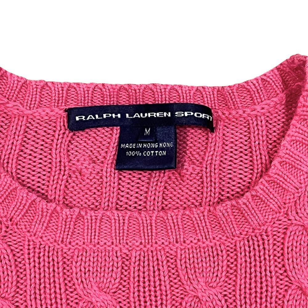 Ralph Lauren Sport Womens Size M Cable Knit Pink Sweater Pullover Cotton - Picture 5 of 6